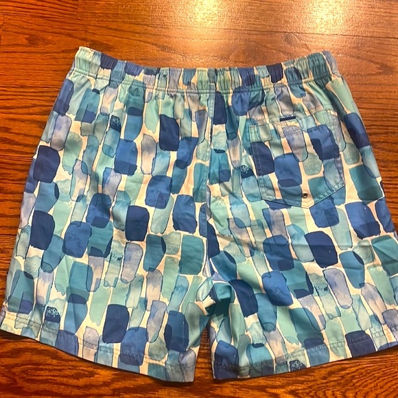 NAUTICA mens swimwear trunks water colors blue 3 functional pockets : netting Lg - Picture 2 of 12